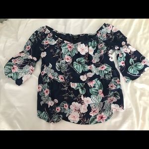 Cute cold shoulder floral blouse